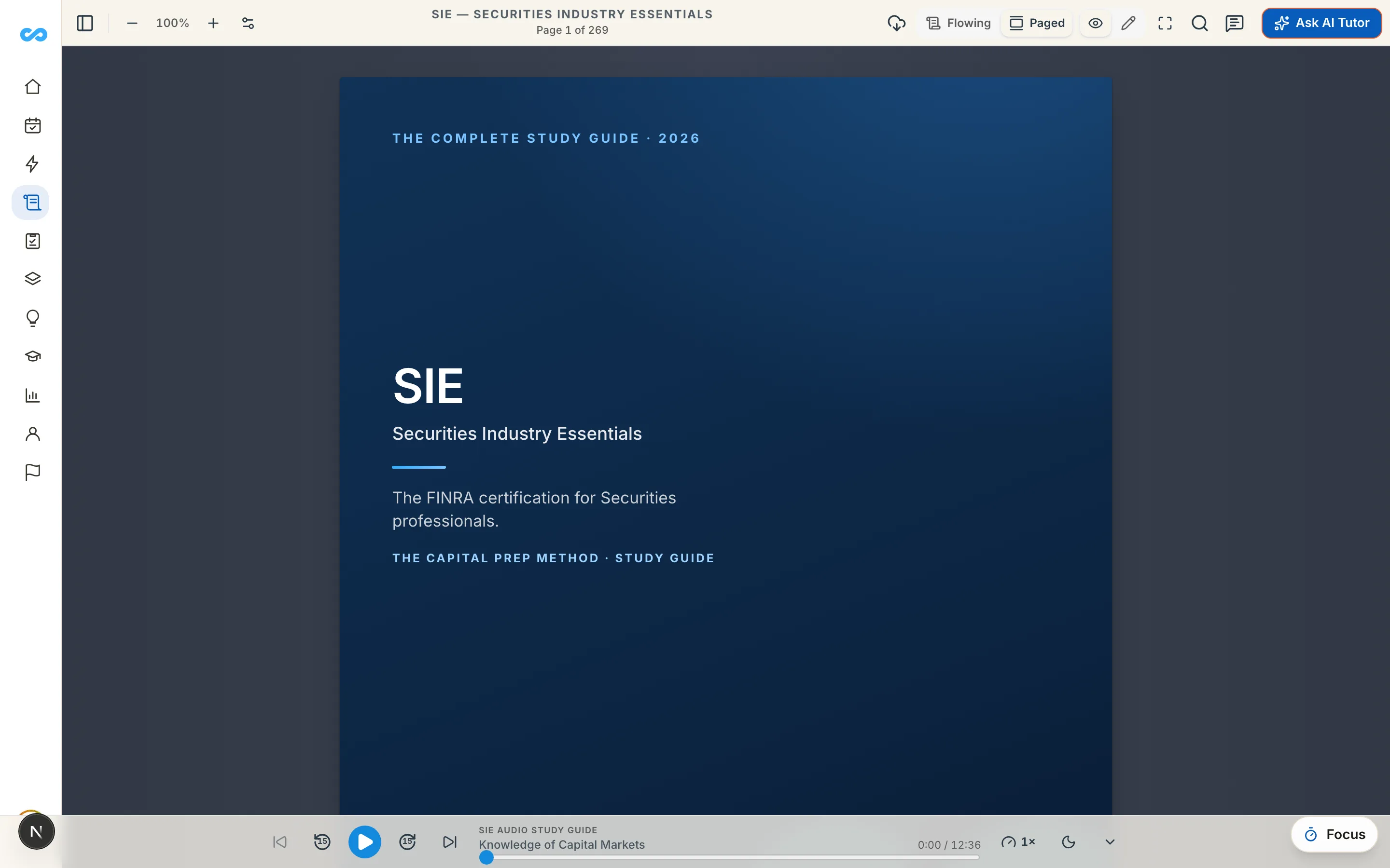 FINRA SIE study guide in the reader